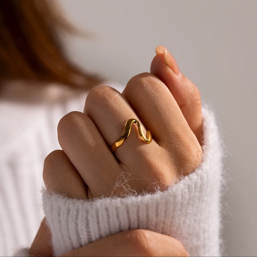 ◾️18k Gold Plated Minimalist Irregular Open Ring